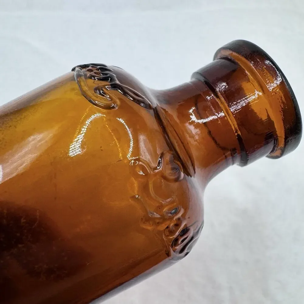Vintage Amber Lysol Disinfectant Glass Bottle Small Empty Apothecary